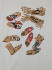 Vintage Central Falls Shirt Mens One Size White Beaded Moccasins Graphic USA 90s