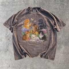 Cute Kitten Graphic T-Shirt, Vintage Cat Lover Tee, Comfort Colors Ivory Shirt,