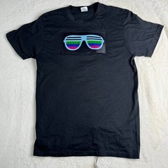 Battery Operated LED Shirt Black Size Small – Lights Up To Sounds. See Video