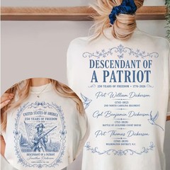 Descendant of a Patriot Shirt Custom Revolutionary War Genealogy Tee