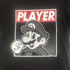 Nintendo Super Mario Mario “Player” Graphic Tee Black Cotton Crew Neck Men’s L