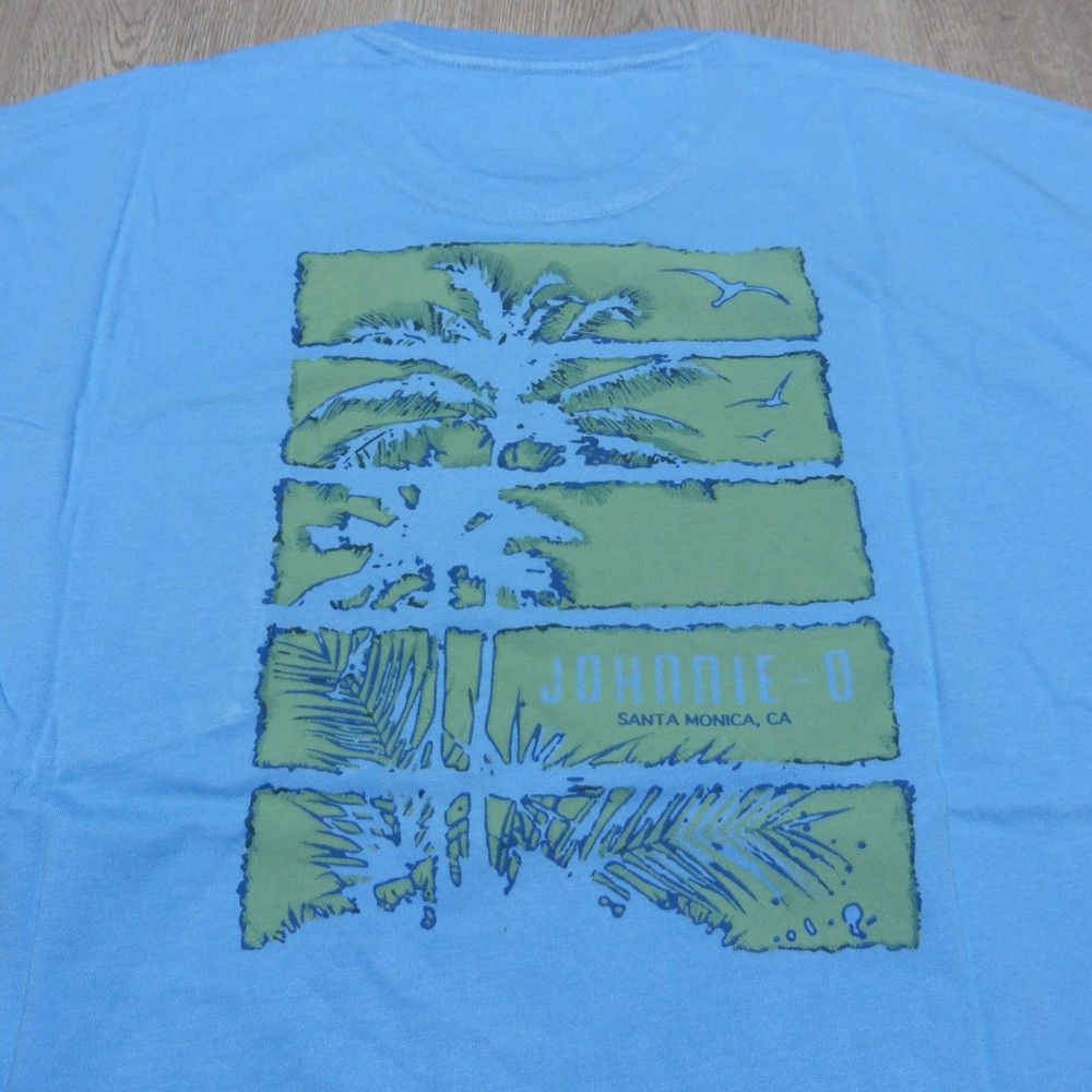 Johnnie-O Men’s XL Palm Paradise T-Shirt Malibu Blue SS Crew Neck NWT