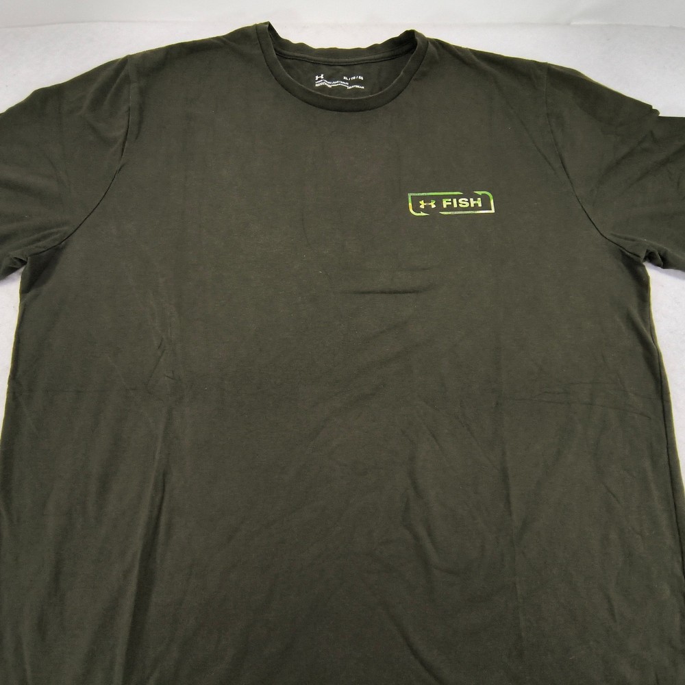 Under Armour Fish Crew Neck Short Sleeve Shirt Mens Size Extra Large XL Green