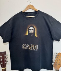 Vintage 2004 Johnny Cash T-Shirt Zion Faded Black Boxy Fit XL Man in Black Tee