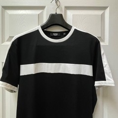 Murano Liquid Luxury Men’s Medium Black White Stripe Ringer Slim Fit T-Shirt