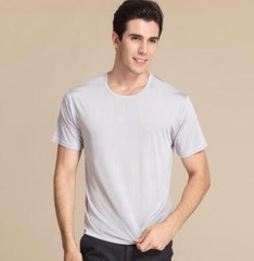 100% Silk Men’s T-Shirts Top Short Sleeve Round Neck undershirt plus size HY006