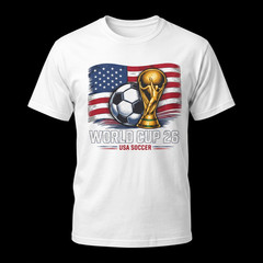 Unisex Graphic Print Tee Football FIFA World Cup 2026 Soccer T-Shirt Flag Trophy
