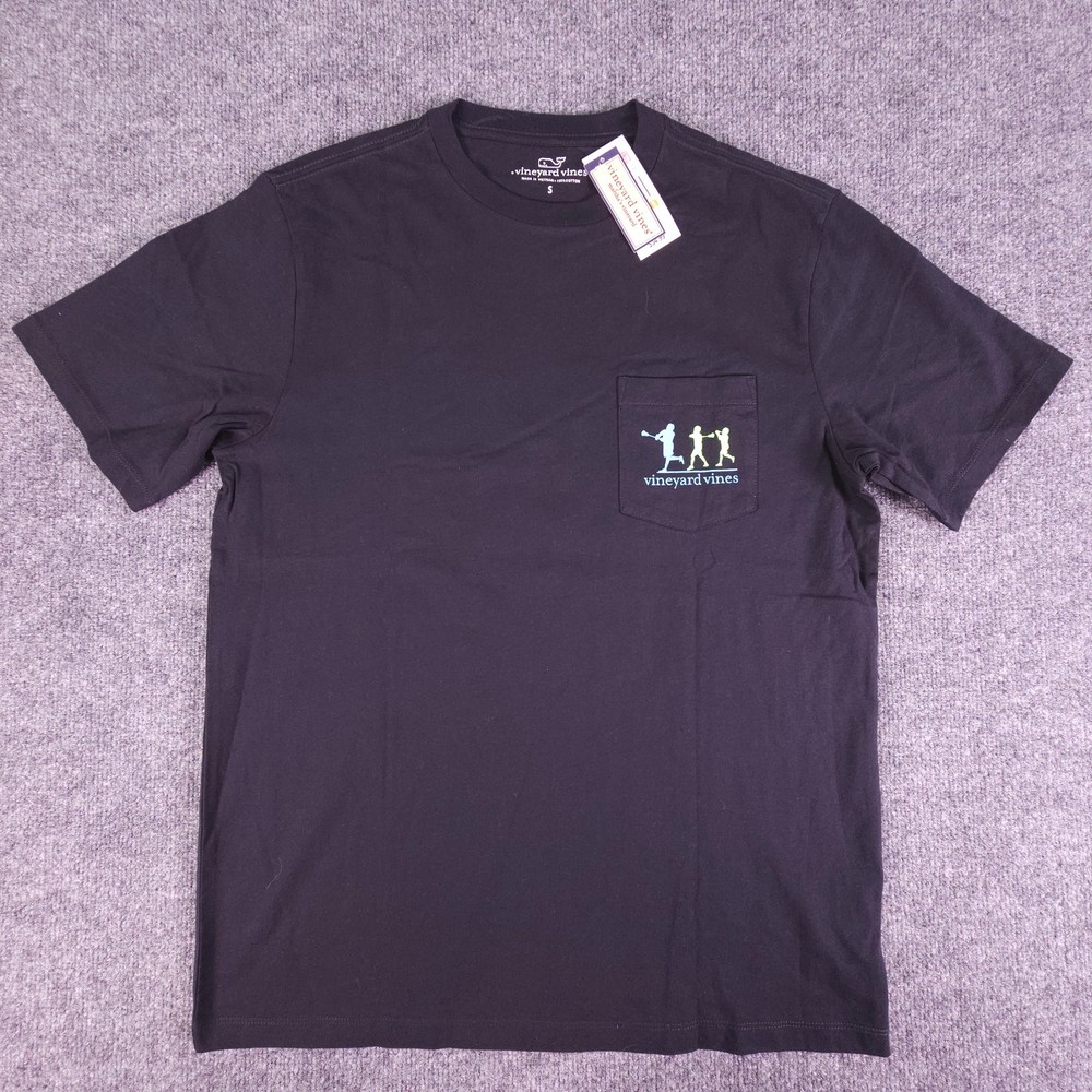 NWT Vineyard Vines SS Lacrosse Wind Up Pkt Tee Jet Black Men’s Small RV $35 NEW!