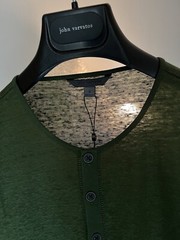John Varvatos Collection Luxury Henley – Mercerized Linen – Raw Edges – Vtg 2020