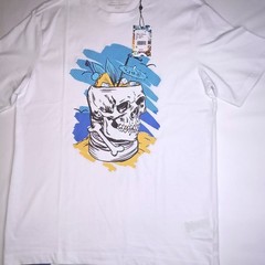 ROBERT GRAHAM Tiki Skull T-Shirt Men M White OF5759-100 Graphic Cotton Tee