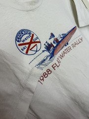 Vintage Shirt Adult L White Flat Water Rally Boat 1988 Graphic Single Stitch