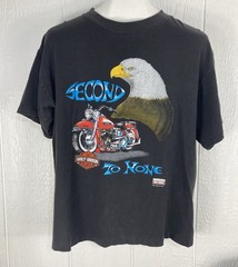 Vtg Harley Davidson Motorcycle T Shirt Single Stitch Eagle Second to None Large