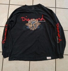 Vtg Xl Long Sleeve diamond supply co T-shirt Graphic Design Y2K Grunge