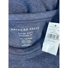 American Eagle Super Soft Long Sleeve Waffle Knit Shirt Blue XXXL
