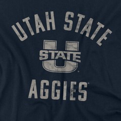 Utah State University Adult T-Shirt One Color Logo, Navy, S-5XL