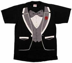 TUXEDO vintage t shirt Jacket Vest 1980 Costume 100% Cotton Made in USA Large
