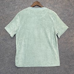 Terry Cloth Shirt Mens Medium Zip Pocket Green Italy Short Sleeve