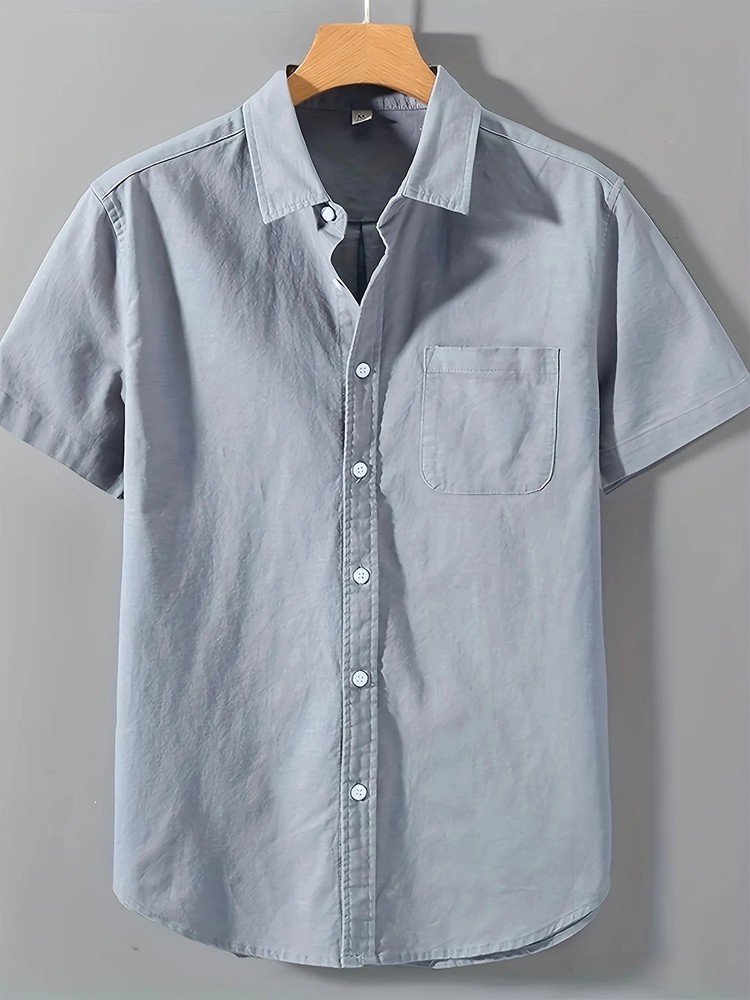 Fashionable High-Quality 100% Pure Cotton Solid Color Simple Men’s Short-Sleeve