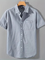 Fashionable High-Quality 100% Pure Cotton Solid Color Simple Men’s Short-Sleeve