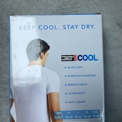 32 Degrees Cool Men’s M White Short Sleeve Crew Neck T-Shirt Quick Dry e1745