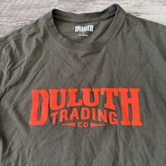 Duluth Trading Long Sleeve Graphic T-Shirt Men Large Green Neon Logo 100% Cotton