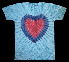 *New* 2XL – Sm Handmade Tie Dye, Aqua w/Heart, Crew or V-Neck