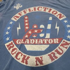 Affliction Live Fast Rock N Run Gladiator Blue T Shirt Men’s Size Large (Faded)