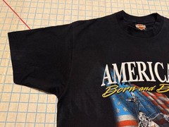 Vintage 90s Harley Davidson 3D Emblem Born And Bred T-Shirt Faded Paint Size XL
