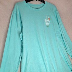 NEFF SKELETON SHIRT MENS XL GREEN BLUE LONG SLEEVE PUSHING UP DAISIES NWT