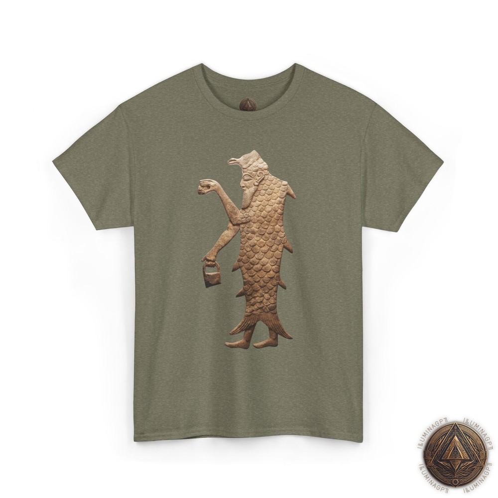 Anunnaki T-Shirt, Fish Apkallu Mesopotamian Relief Ancient Astronaut Tee