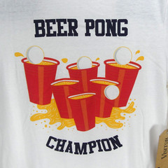 New Visitor Premium White Medium Beer Pong Champion Graphic T Shirt NWT