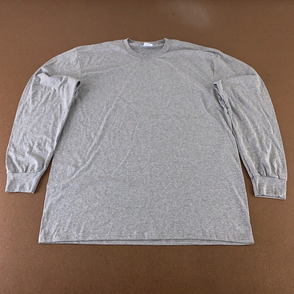 Port & Co Core Blend Men’s XL Heather Gray Long Sleeve Crew Neck T-Shirt New
