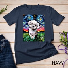Maltipoo Starry Night White Maltese Poodle Dog Art by Aja T-Shirt Unisex T-shirt