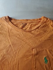 Vtg Polo Ralph Lauren Embroidered Logo T Shirt Apricot Pocket Short Sleeve Med