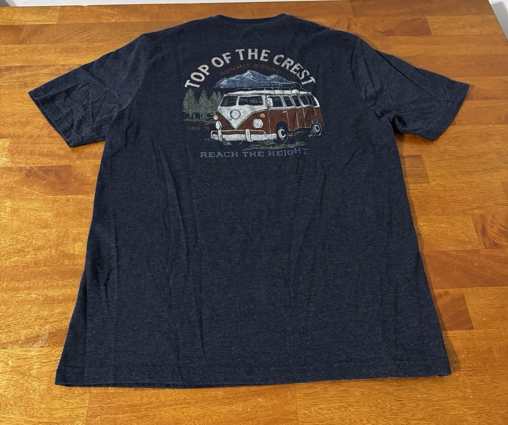 Vintage G.H. Bass & Co. mens shirt Heathered Blue Size Medium Vw Bus Graphic