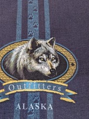 Vtg Alaska Outfitters Wolf Cityscape XXL Men’s Navy T-shirt
