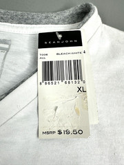 Vintage Sean John V-Neck Shirt Mens XL White Short Sleeve New