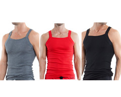 Papi 3-Pack Pure Premium Cotton Modern Square Neck Tank Style,Choose Color-Size