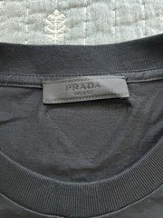 PRADA Men’s Black Crew Neck Short Sleeve Cotton Knit Logo T-Shirt Size S