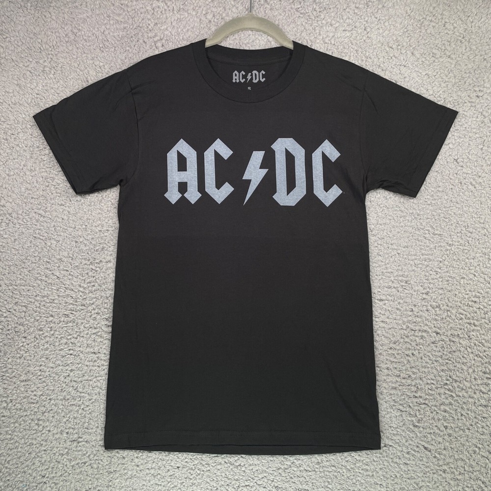 AC/DC Black Concert Band Rock 100% Cotton T Shirt Mens Size Small