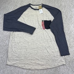 NEW Foundry Pocket T Shirt Mens Size 2XLT Beige Gray Long Sleeve Raglan