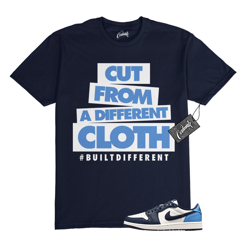 1 Obsidian UNC Navy White University Blue T Shirt Match CLOTH