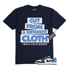 1 Obsidian UNC Navy White University Blue T Shirt Match CLOTH