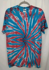 New Tie Dye Men’s Medium T-Shirt Blue Red Adult Multicolor Summer Spider