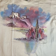 Vtg Art Shirt Hand colored Serigraph Pueblo 1989 Mens Sz L