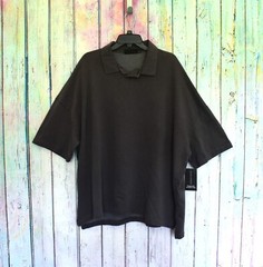 Men’s No Boundaries Oversize French Terry Polo Shirt XLARGE Charcoal Sky NEW