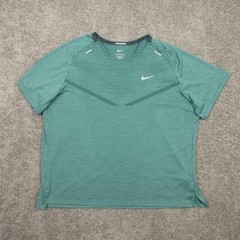 Nike Shirt Mens 2XL Green Geometric Drifit ADV Running Performance Wicking Logo