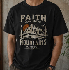 Faith Can Move Mountains Men’s Christian Graphic Tee
