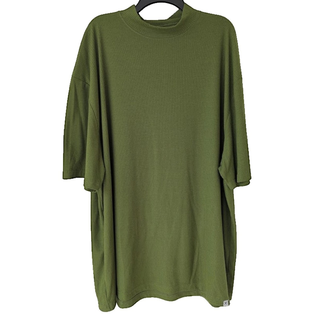 Stacy Adams 4X Shirt Olive Green Ribbed Knit Premium Soft Rayon Blend 4XL tall