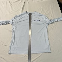 Reel Life Fishing Shirt Mens Large Blue Patriotic USA Flag Long Sleeve EUC